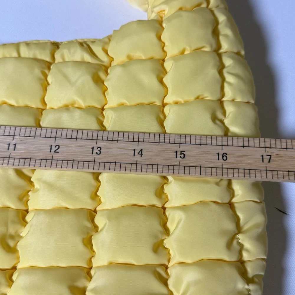 Urban Expressions Butter Yellow Puffer‎ Shoulder Bag Quilted Tote Vegan Trendy